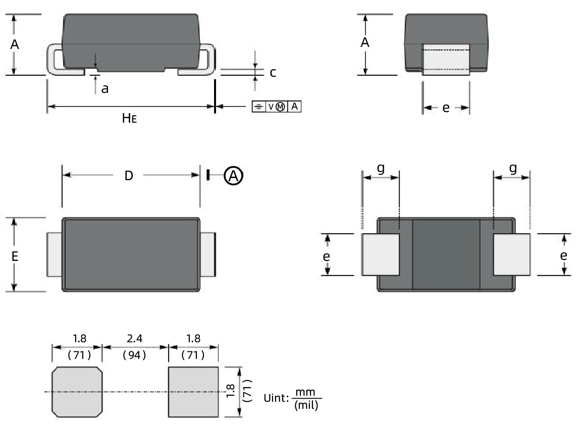 整流二极管 S1A SMA