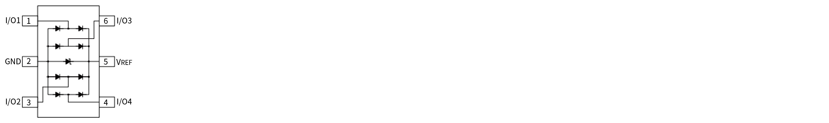 YINT ESD二極管功能圖SOT23-6L ESDSRVLC05-4系列